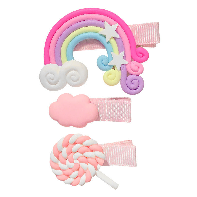 Wholesale Rainbow cute cloud lollipop side clip duckbill clip side clip Hair Clips