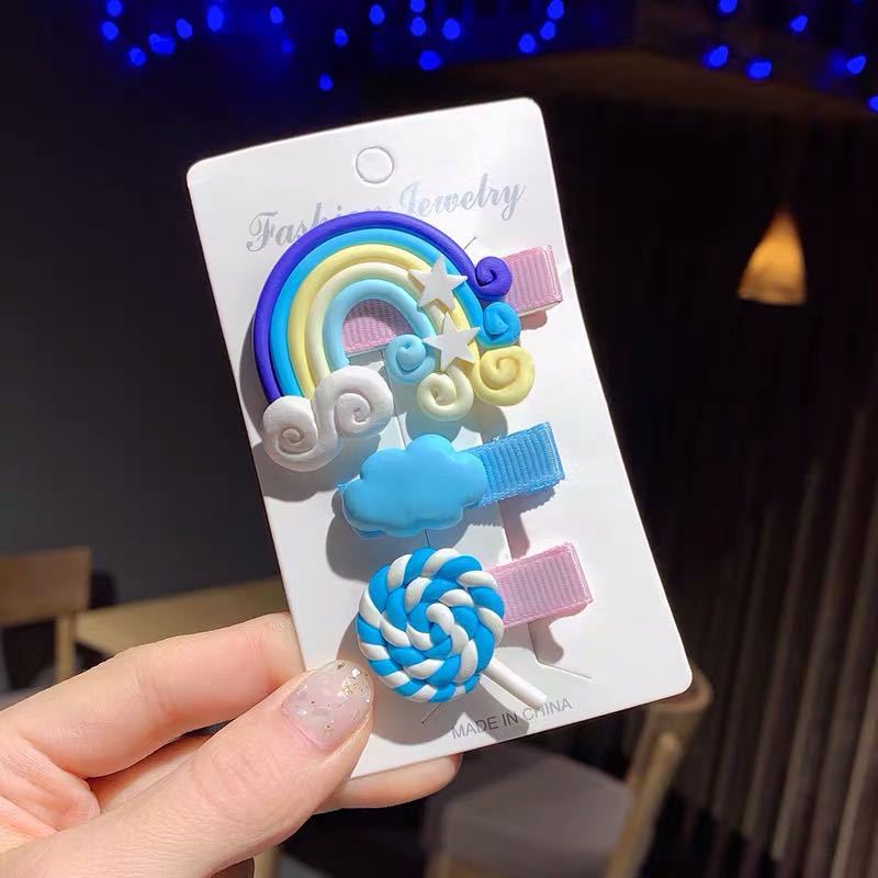 Wholesale Rainbow cute cloud lollipop side clip duckbill clip side clip Hair Clips