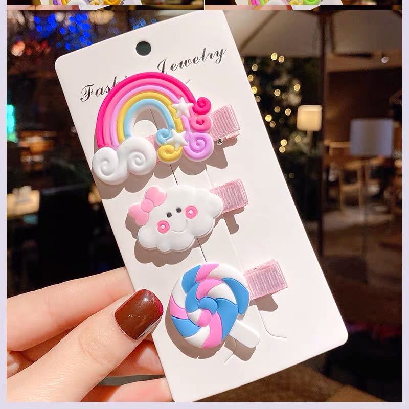 Wholesale Rainbow cute cloud lollipop side clip duckbill clip side clip Hair Clips