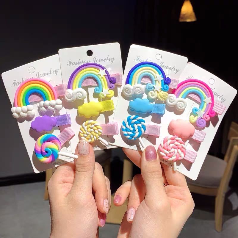Wholesale Rainbow cute cloud lollipop side clip duckbill clip side clip Hair Clips