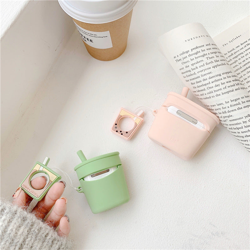 Wholesale 3D Pearl Milk Tea Cup Soft Silicone Wireless Bluetooth Headphone Cover Earphone Case ACC-EPC-CXM001