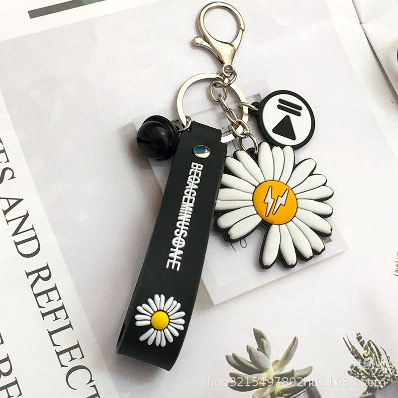 Wholesale Small Daisy Keychain Creative Sunflower Bag Hanging Silicone Lanyard Keychain ACC-KC-YCY002