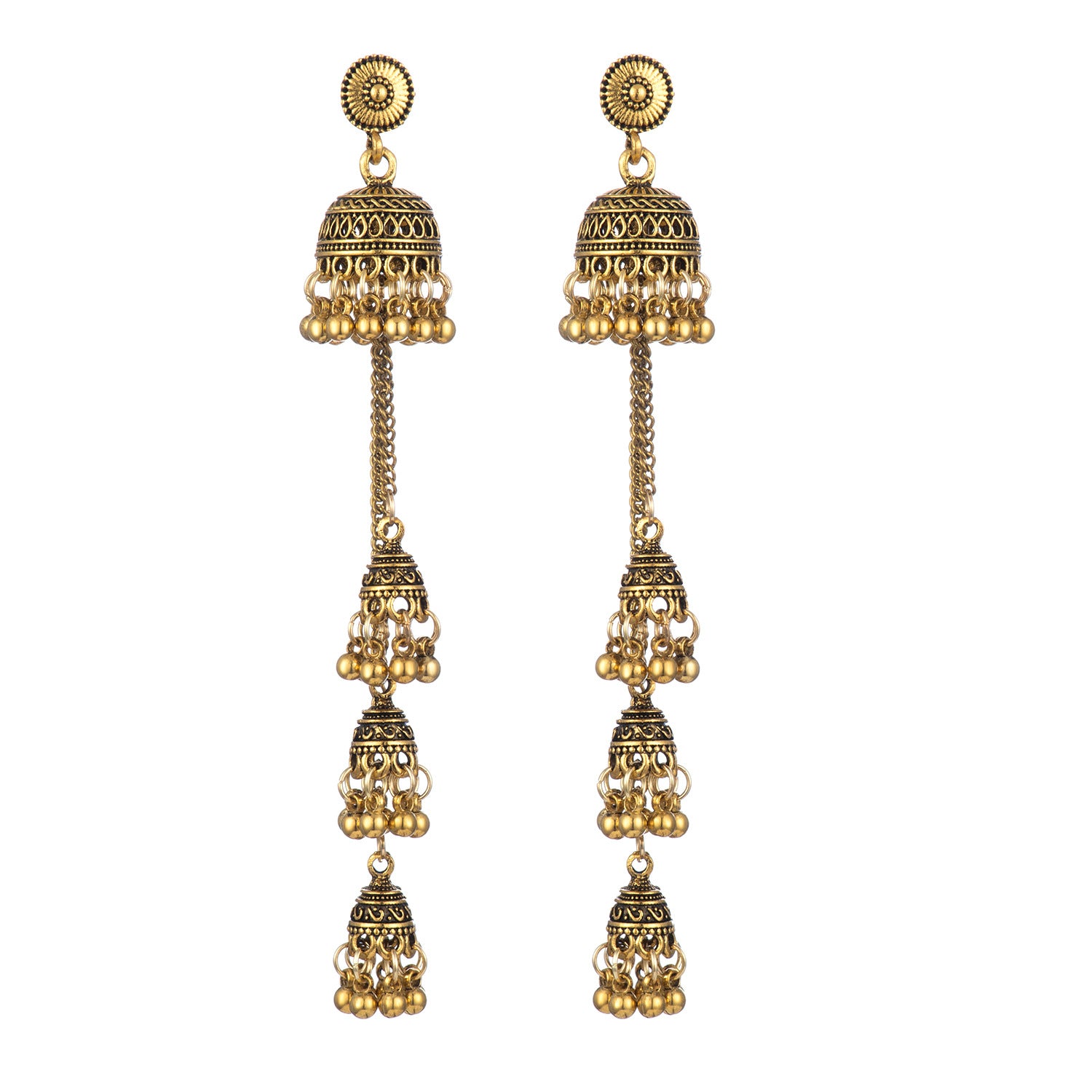 Wholesale Bohemian Bell Long Tassel Chain Earrings