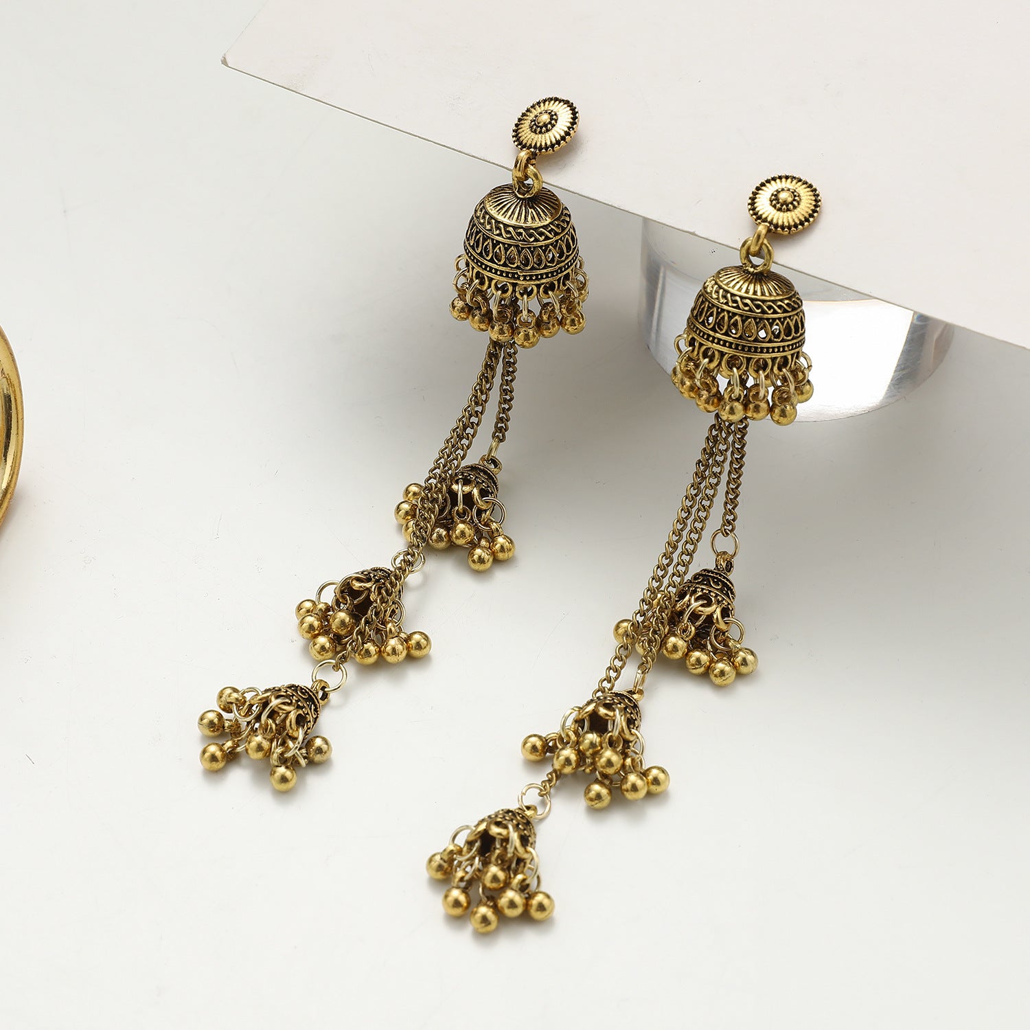 Wholesale Bohemian Bell Long Tassel Chain Earrings