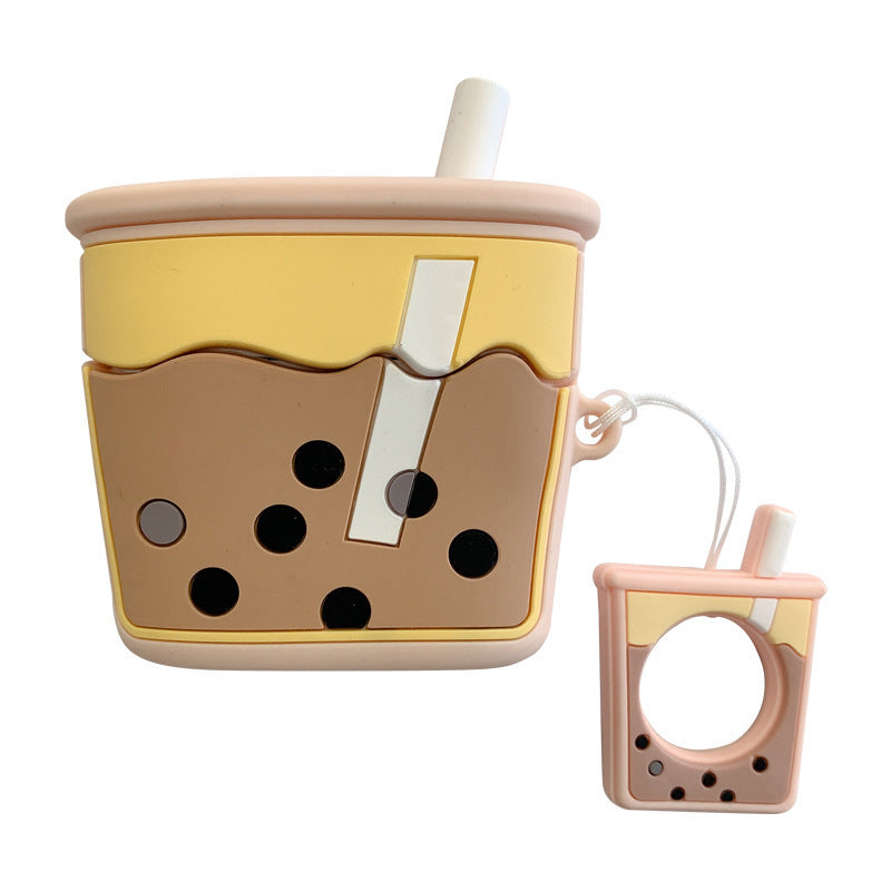 Wholesale 3D Pearl Milk Tea Cup Soft Silicone Wireless Bluetooth Headphone Cover Earphone Case ACC-EPC-CXM001