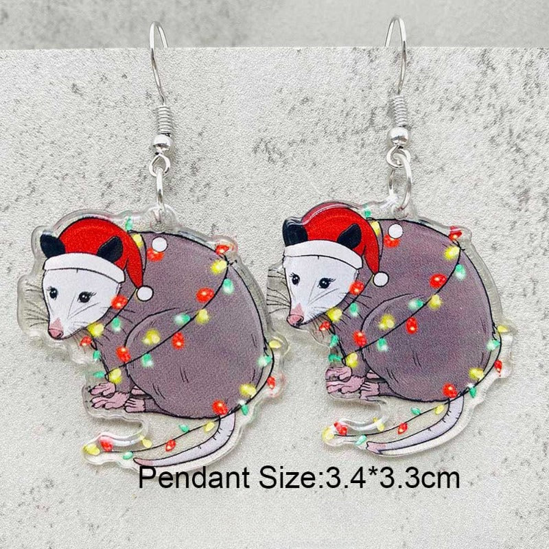 Wholesale Christmas Acrylic Lights Santa Hat Cat Earrings ACC-ES-ChenY090