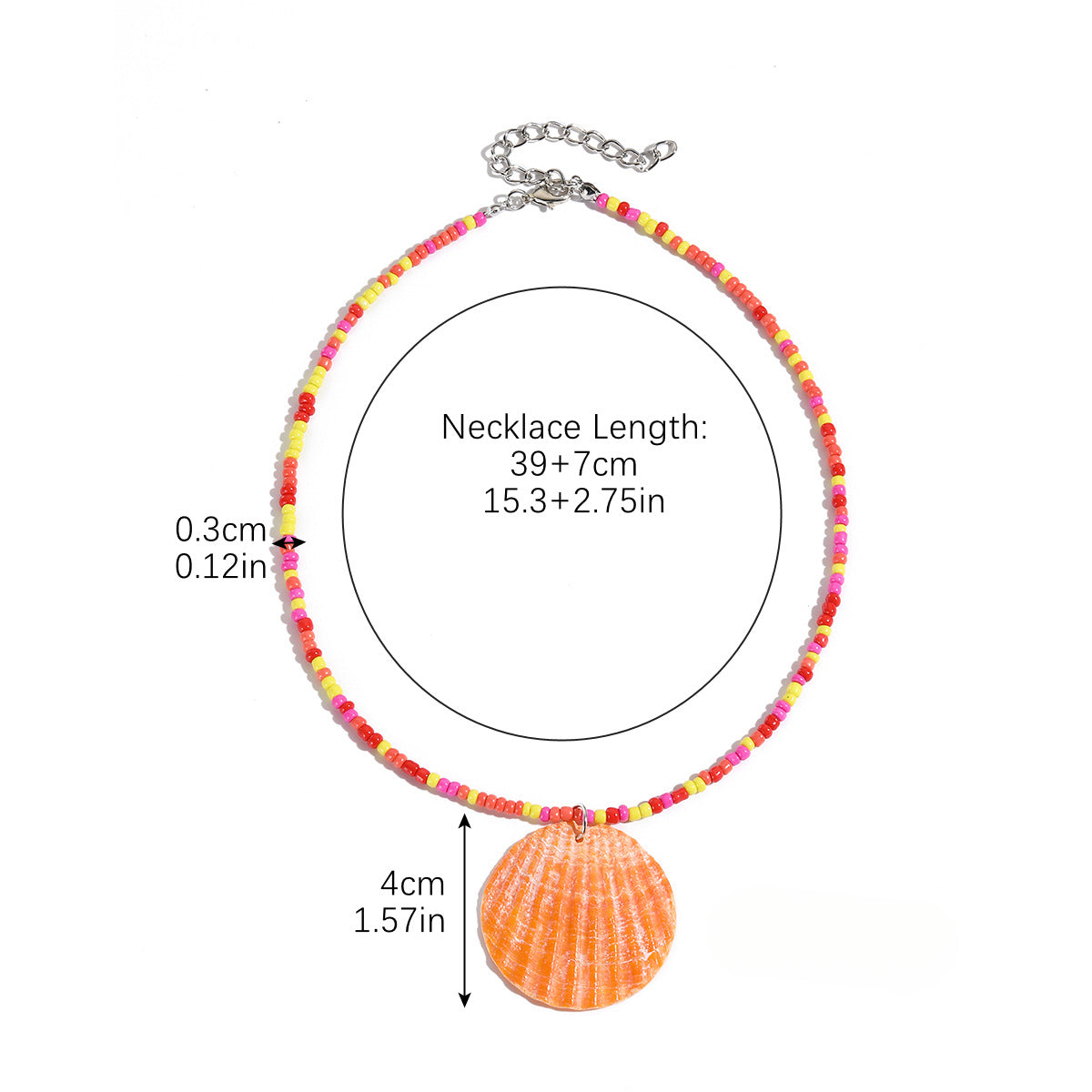 Wholesale Ocean Style Conch Colorful Rice Beads Beaded Shell Necklace ACC-NE-ManYi010
