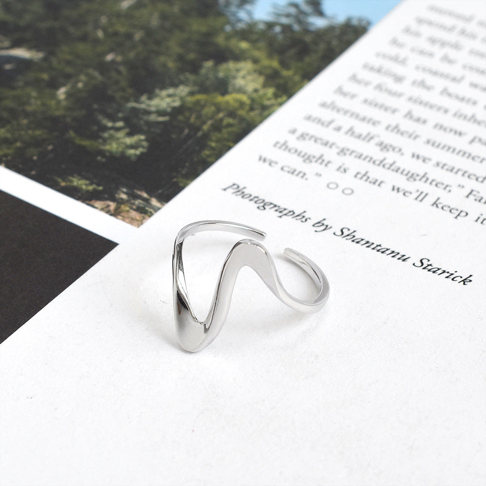 Wholesale s925 sterling silver wave pattern ring