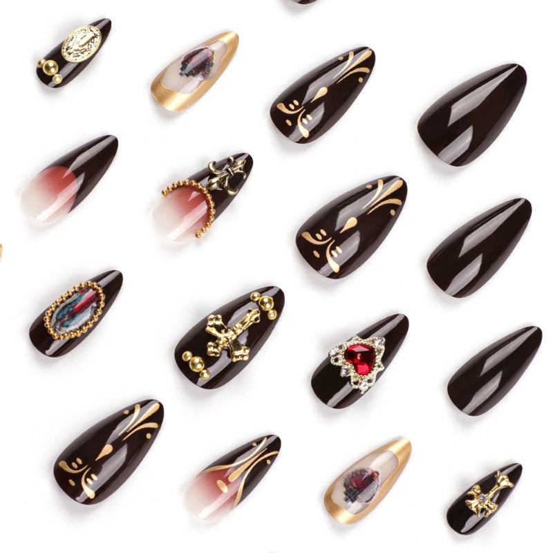 Wholesale 24 Pieces/box Embossed Cross Nails Kits Nail Stickers ACC-NS-LeFan158