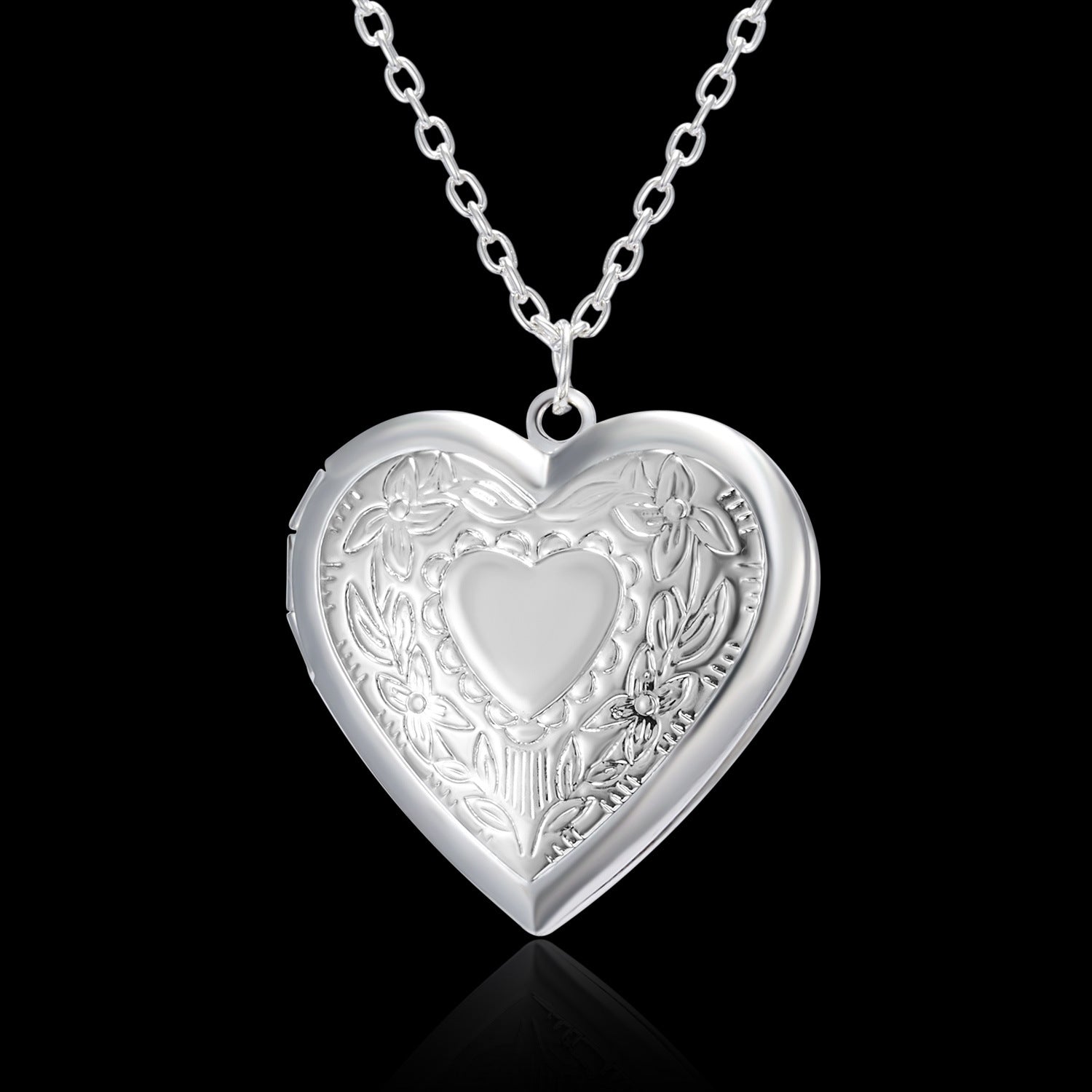 Wholesale carved love heart open photo frame  photo pendant necklace