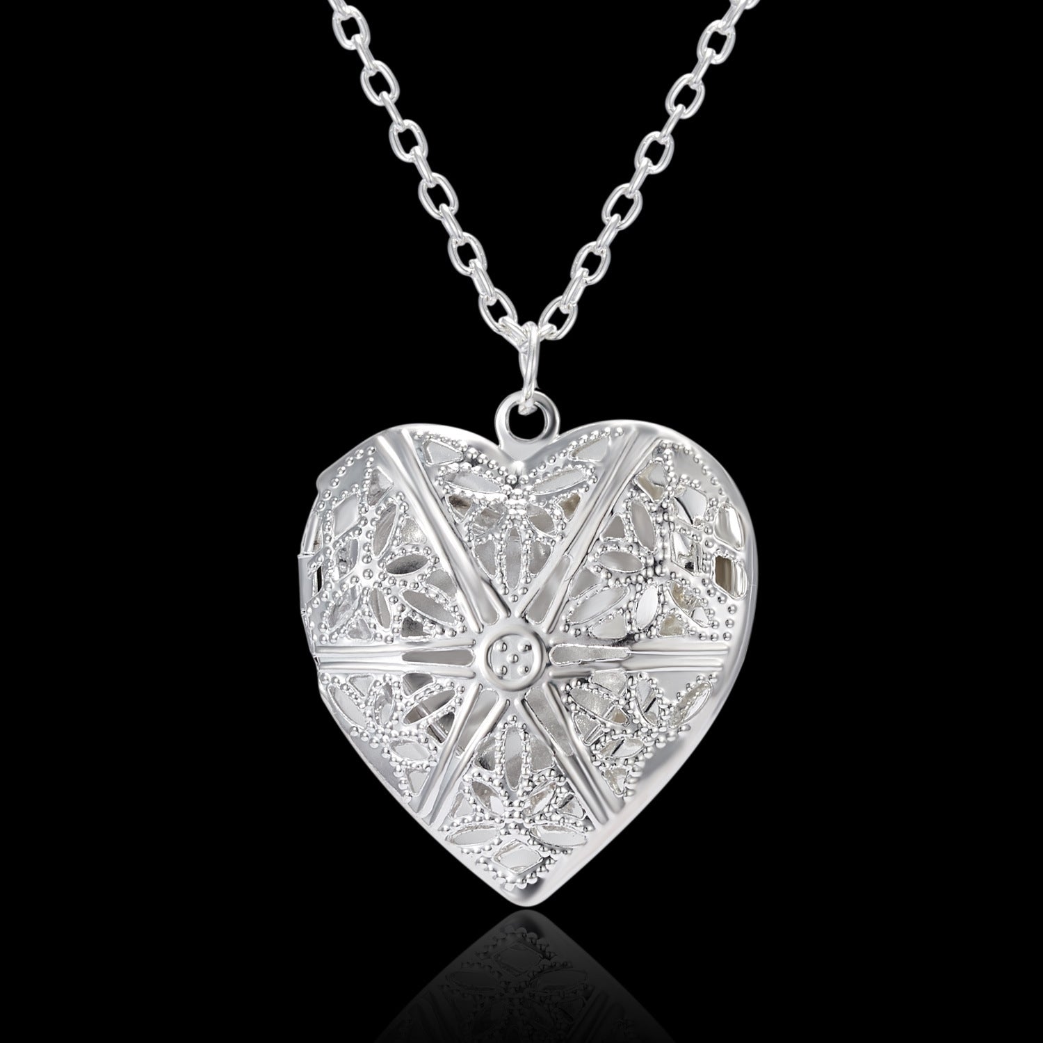 Wholesale carved love heart open photo frame  photo pendant necklace