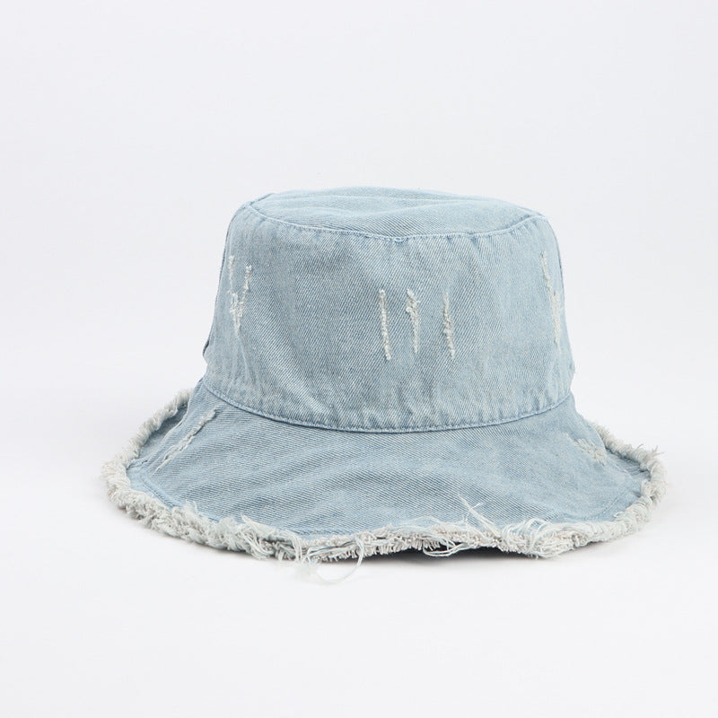 Wholesale  Vintage Washed Denim Fisherman Hat Bucket Hat