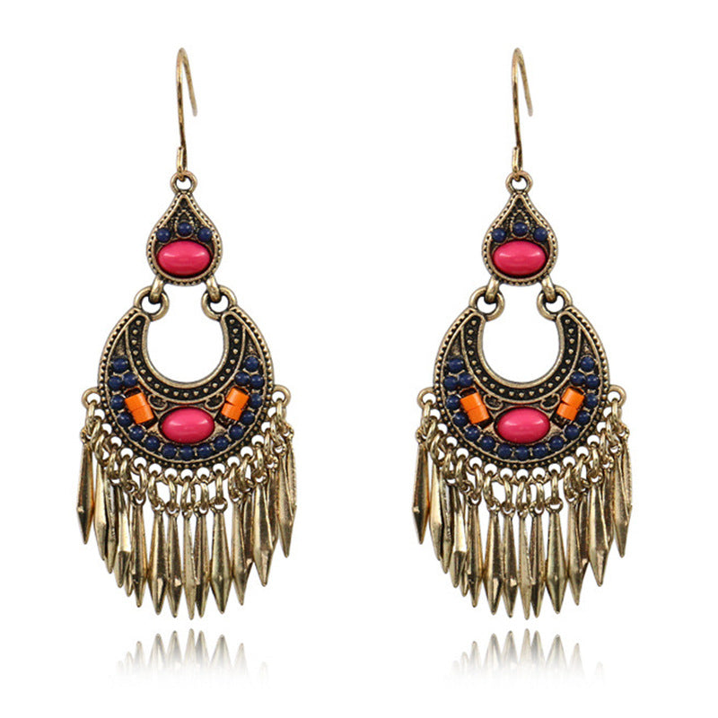 Wholesale Fashion Palace Style Retro Gold Tassel Alloy Earrings Vintage Earrings ACC-ES-HanH017