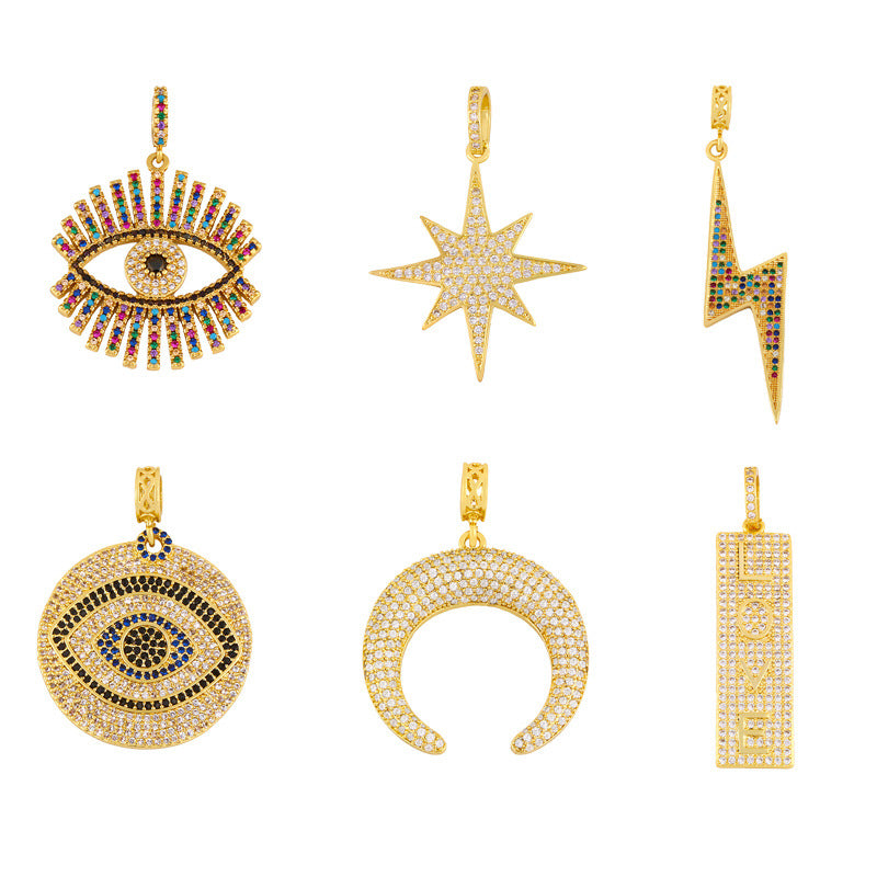 Wholesale rainbow pendant colorful zircon hip hop necklace