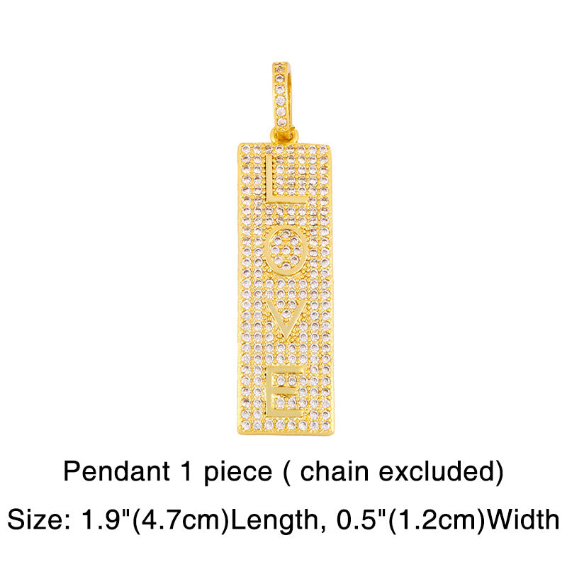 Wholesale rainbow pendant colorful zircon hip hop necklace