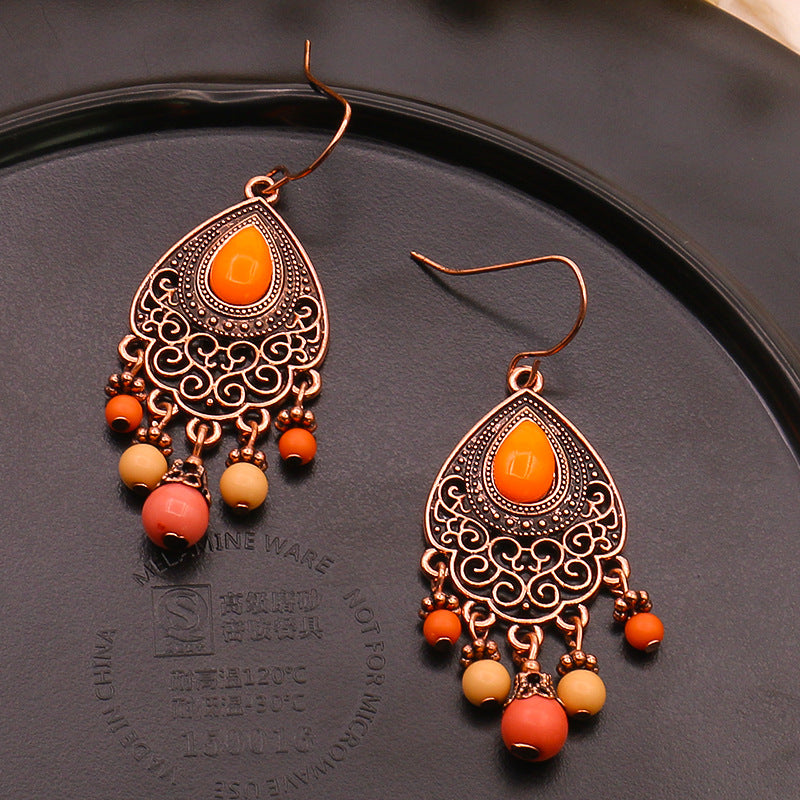 Wholesale Fashion Palace Style Retro Gold Tassel Alloy Earrings Vintage Earrings ACC-ES-HanH017