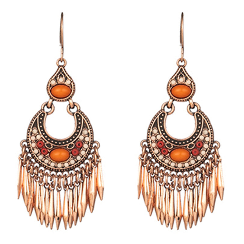 Wholesale Fashion Palace Style Retro Gold Tassel Alloy Earrings Vintage Earrings ACC-ES-HanH017