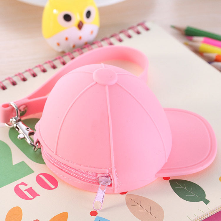 Wholesale Cute Cartoon Candy Color Baseball Cap Silicone Coin Bag Keychain Wallet ACC-KC-YouTu004