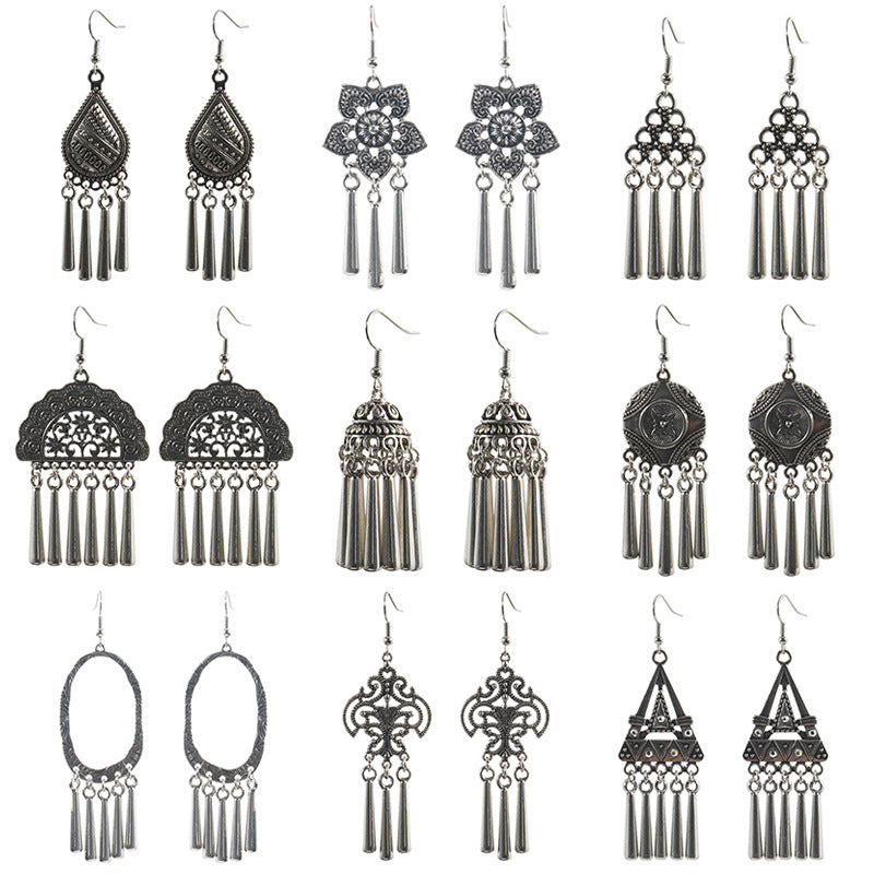 Wholesale Ethnic Peacock Leaf Baroque Earrings Alloy Fashion Jewelry Accessory Party Gift