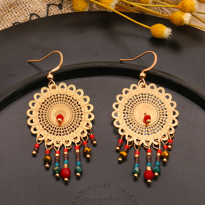 Wholesale Fashion Palace Style Retro Gold Tassel Alloy Earrings Vintage Earrings ACC-ES-HanH017