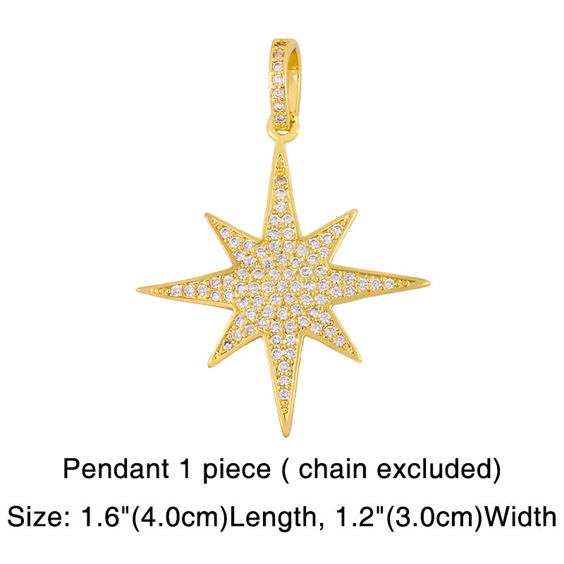 Wholesale rainbow pendant colorful zircon hip hop necklace