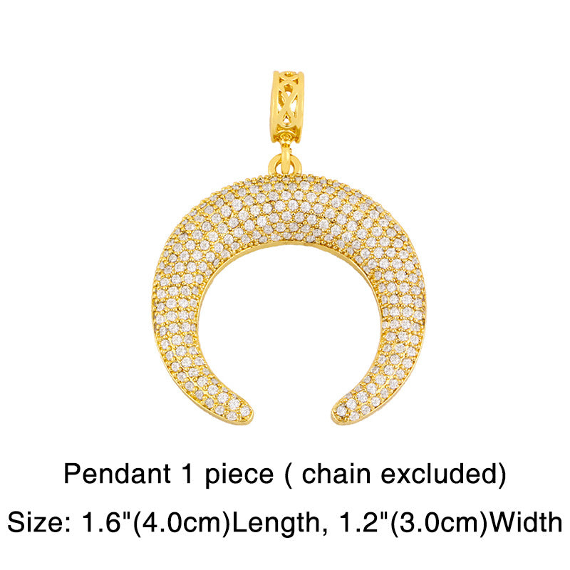 Wholesale rainbow pendant colorful zircon hip hop necklace