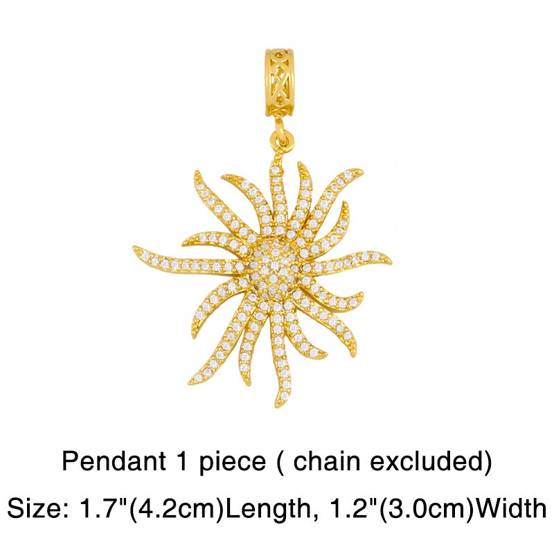 Wholesale rainbow pendant colorful zircon hip hop necklace