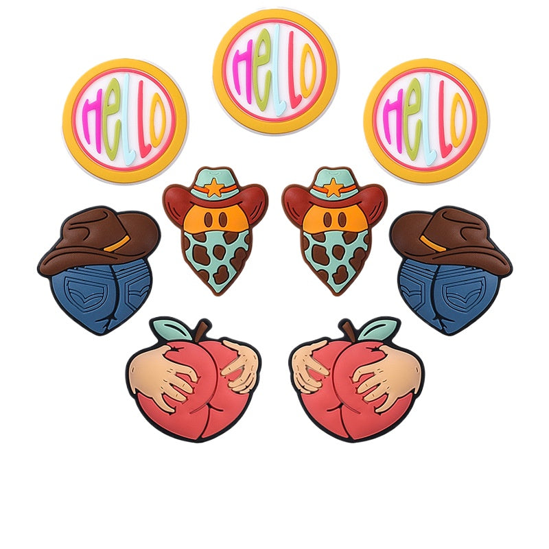 Wholesale 20pcs Cartoon Smiley Face Silicone Focal Beads DIY Bead Pen Accessories ACC-BDS-RongFa021