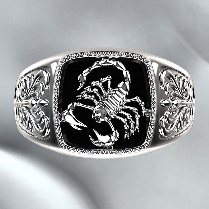 Wholesale Exquisite Pattern Personalized Electroplated Scorpion Ring Adjustable Rings ACC-RS-Caos002