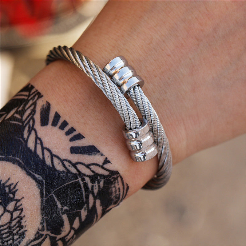 Wholesale stainless steel winding geometric bracelet