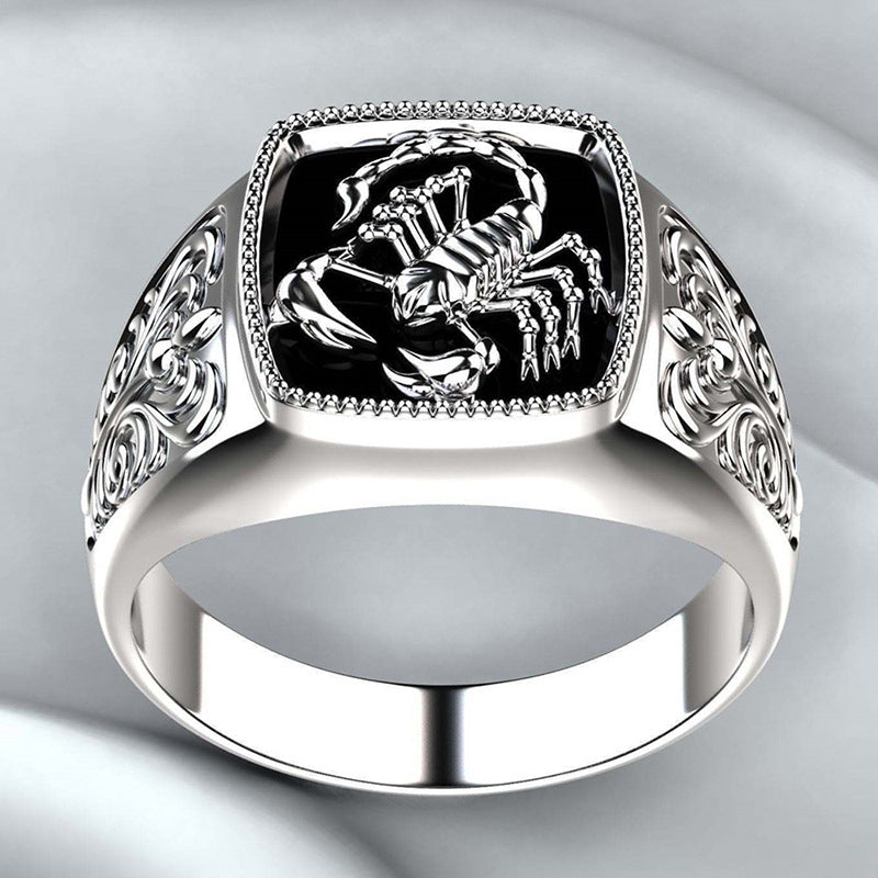 Wholesale Exquisite Pattern Personalized Electroplated Scorpion Ring Adjustable Rings ACC-RS-Caos002