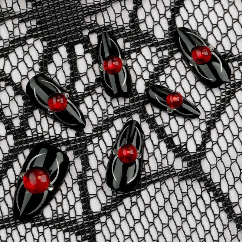 Wholesale  24 Pieces/box Halloween Spider Press-on Nails Kits Nail Stickers ACC-NS-LeFan100