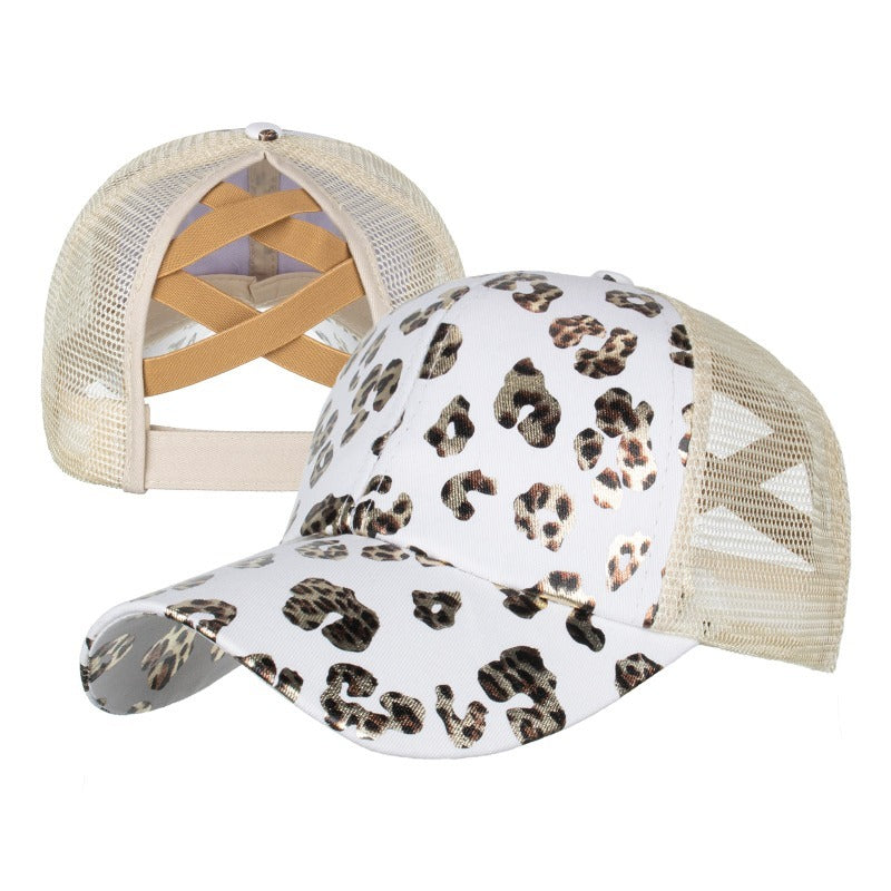 Wholesale Western Style Aztec Cow Print Leopard Mesh Cap Ponytail Cap Baseball Cap Hat ACC-HT-RongZhao005