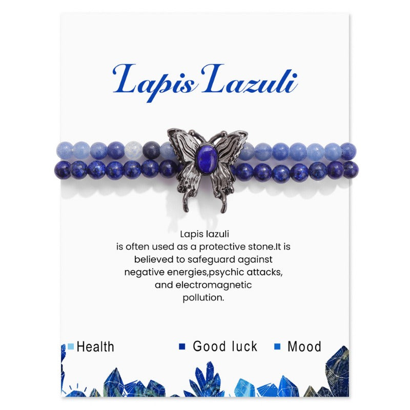 Wholesale Natural Amethyst Butterfly Double Layer Bracelet ACC-BT-YinYi008