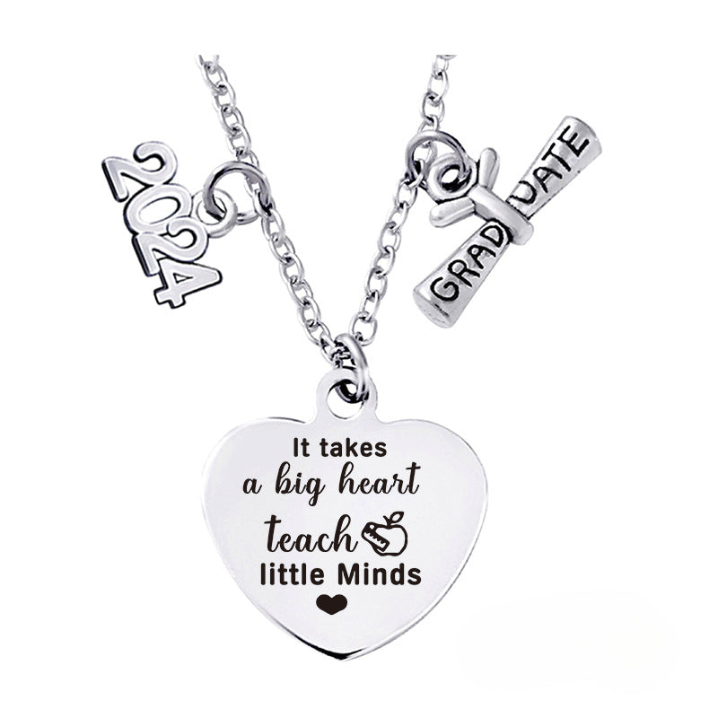 Wholesale Love Pendant 2024 Graduation Season Gift Titanium Steel Necklace ACC-NE-Ganggu001
