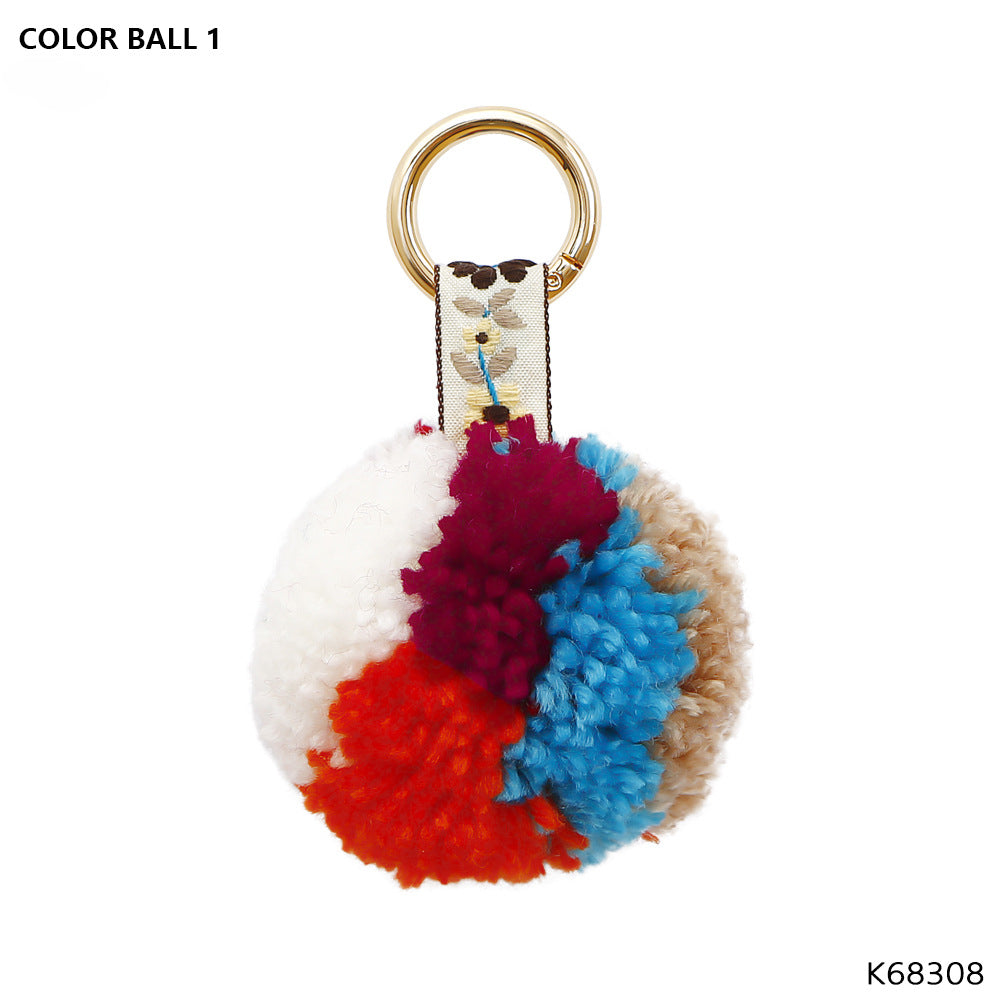 Wholesale Colorful Fur Ball Keychain Bag Pendant Bohemian Pendant Pom Pom ACC-KC-JM007