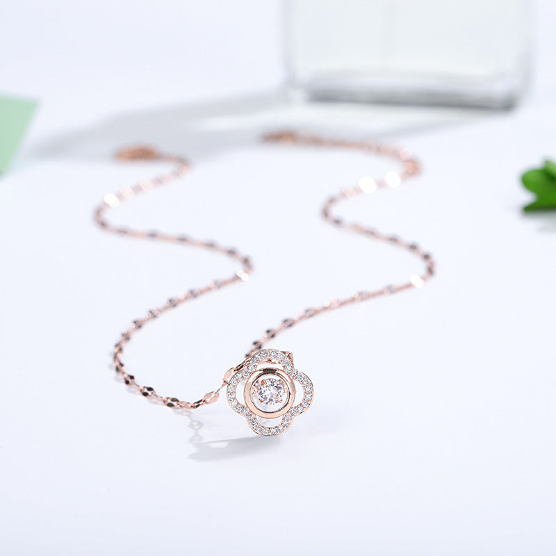 Wholesale Pendant with Diamond Rose Gold Lip Chain Titanium Steel Clavicle Chain Choker Necklace ACC-NE-Ruon002