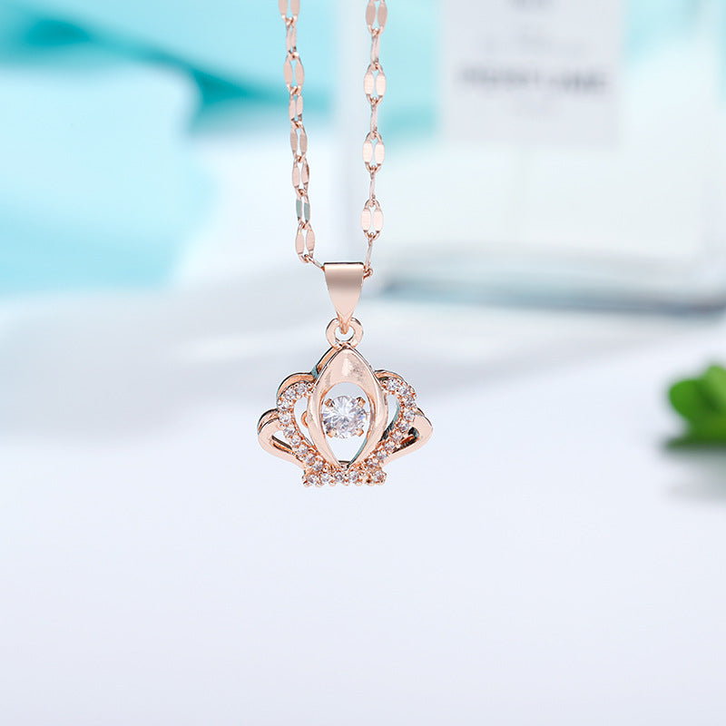 Wholesale Pendant with Diamond Rose Gold Lip Chain Titanium Steel Clavicle Chain Choker Necklace ACC-NE-Ruon002