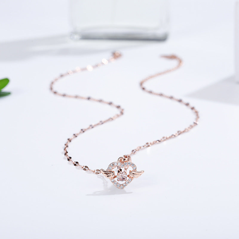 Wholesale Pendant with Diamond Rose Gold Lip Chain Titanium Steel Clavicle Chain Choker Necklace ACC-NE-Ruon002