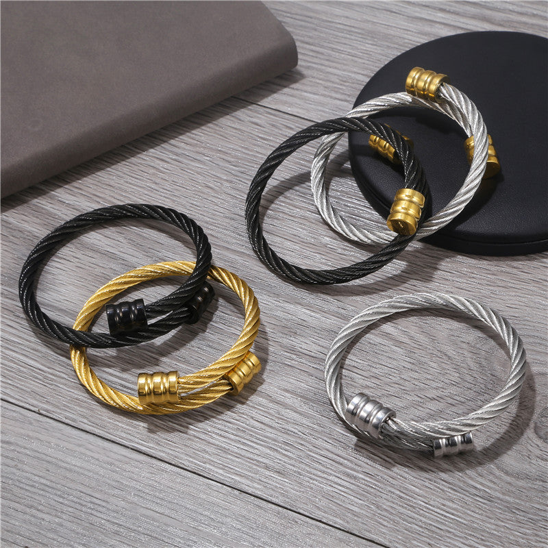Wholesale stainless steel winding geometric bracelet