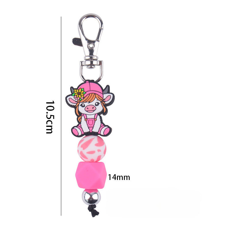 Wholesale Cartoon Cow Silicone Beaded Keychain ACC-KC-GuangTian088