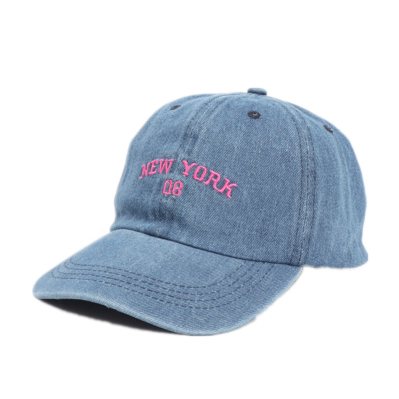 Wholesale Washed Denim Baseball Cap with Letter Embroidery Sun Visor Cap Hat ACC-HT-LueLan005