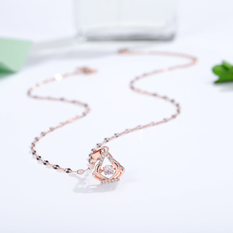 Wholesale Pendant with Diamond Rose Gold Lip Chain Titanium Steel Clavicle Chain Choker Necklace ACC-NE-Ruon002