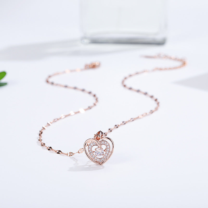 Wholesale Pendant with Diamond Rose Gold Lip Chain Titanium Steel Clavicle Chain Choker Necklace ACC-NE-Ruon002