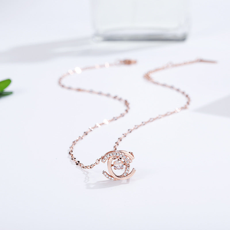 Wholesale Pendant with Diamond Rose Gold Lip Chain Titanium Steel Clavicle Chain Choker Necklace ACC-NE-Ruon002