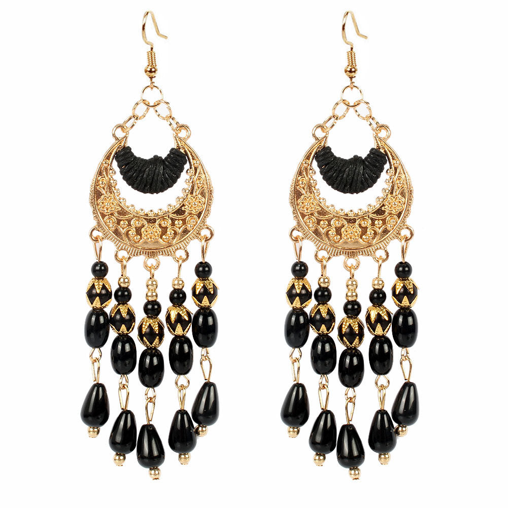 Wholesale Water Drop Tassel Bohemian Crescent Earrings ACC-ES-Tengc001