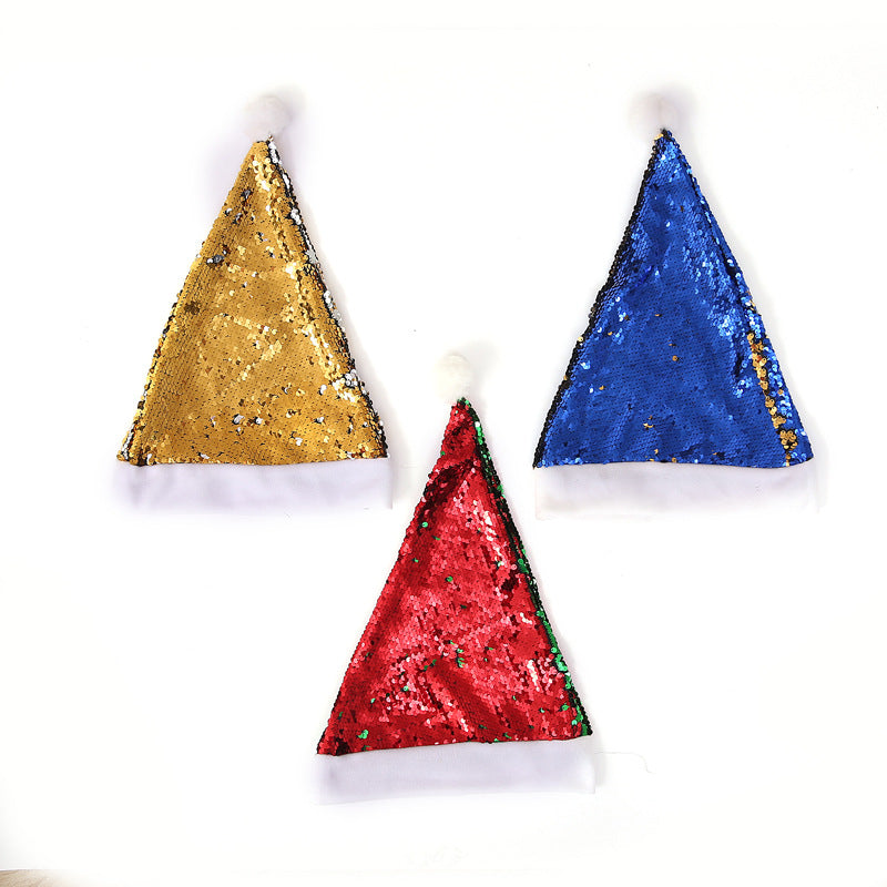 Wholesale Christmas Double-sided Flip Sequin Hat Colorful Bead Pick Christmas Hat ACC-HT-Qimin001