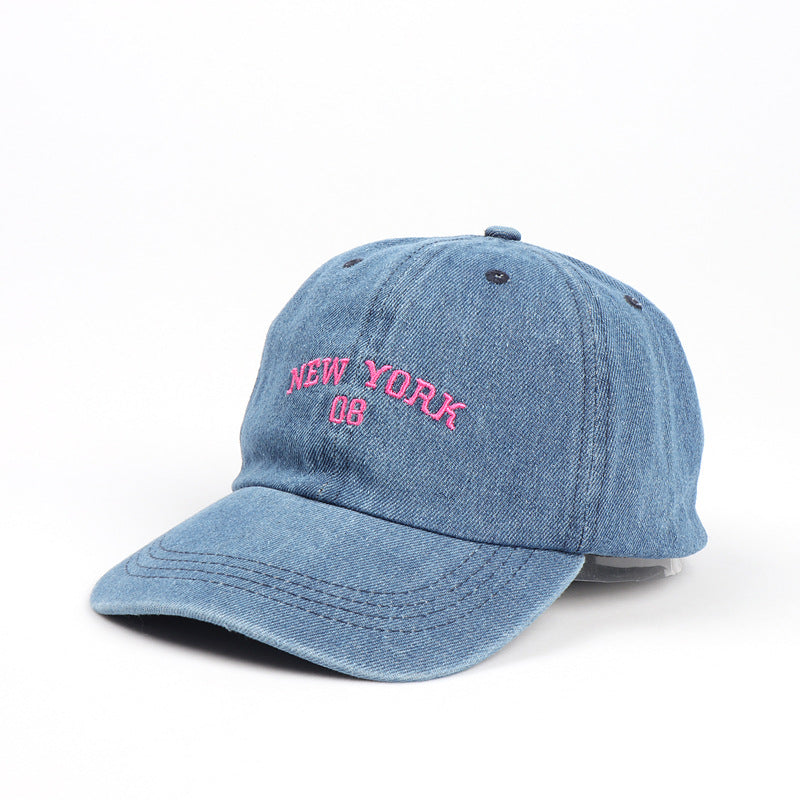 Wholesale Washed Denim Baseball Cap with Letter Embroidery Sun Visor Cap Hat ACC-HT-LueLan005