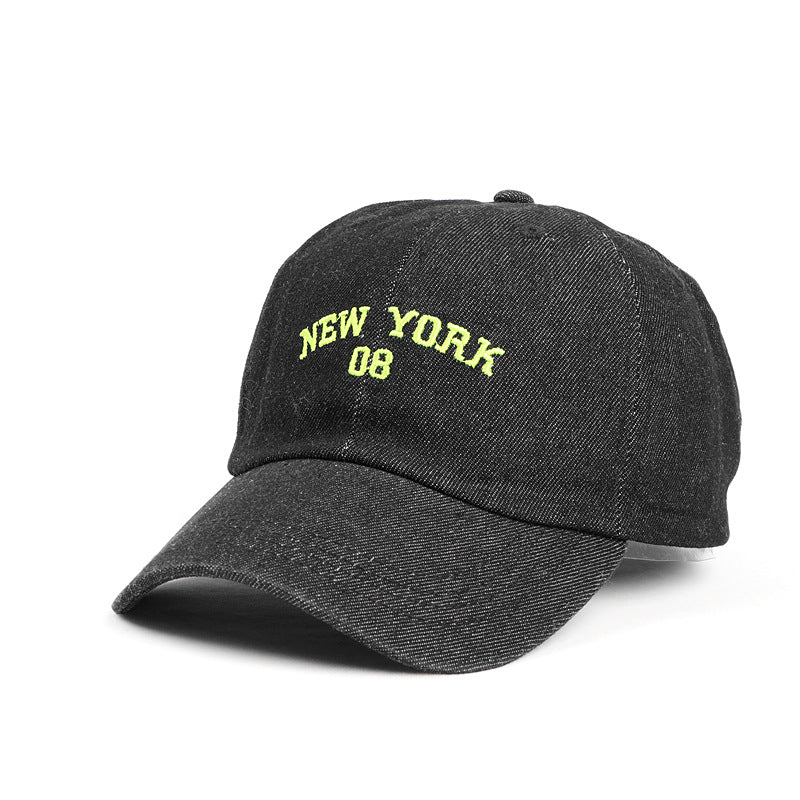 Wholesale Washed Denim Baseball Cap with Letter Embroidery Sun Visor Cap Hat ACC-HT-LueLan005