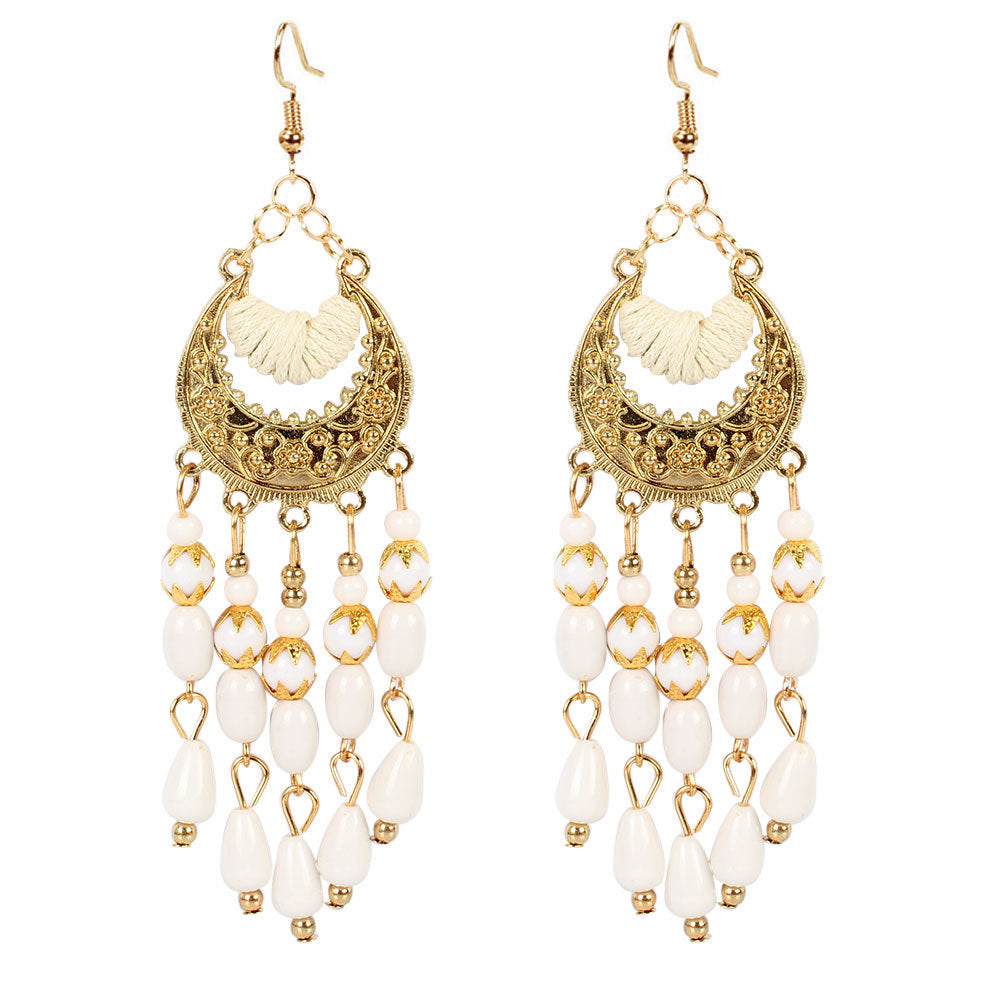 Wholesale Water Drop Tassel Bohemian Crescent Earrings ACC-ES-Tengc001